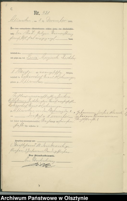 image.from.unit.number "Sterbe-Haupt-Register Tom II, Nr 426-454"