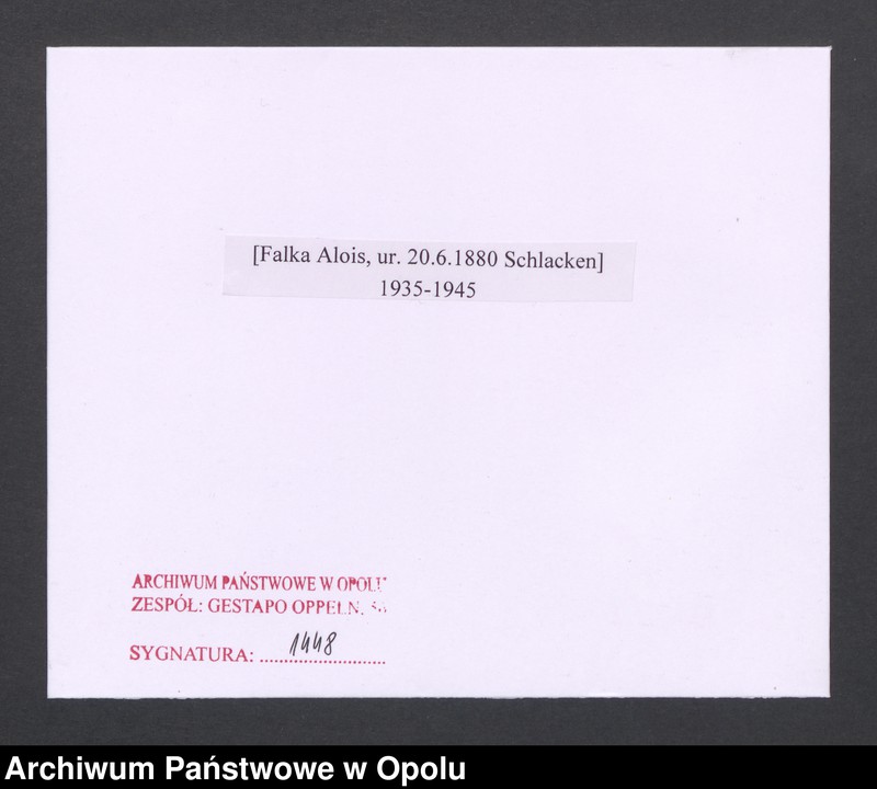 Obraz 2 z jednostki "[Falka Alois, ur. 20.6.1880 Schlacken]"