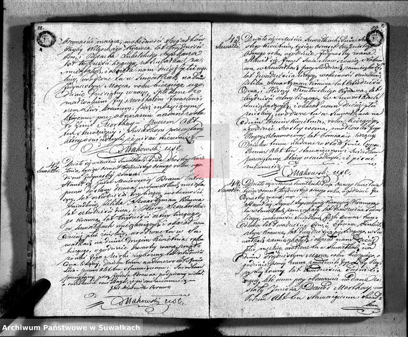image.from.unit.number "Duplikat Akta Urzędnika Stanu Cwilnego Wyznania Moyżeszowego Okręgu Suwalskiego i Jeleniewskiego Urodzonych, Zaślubionych i Zmarłych z roku 1838"