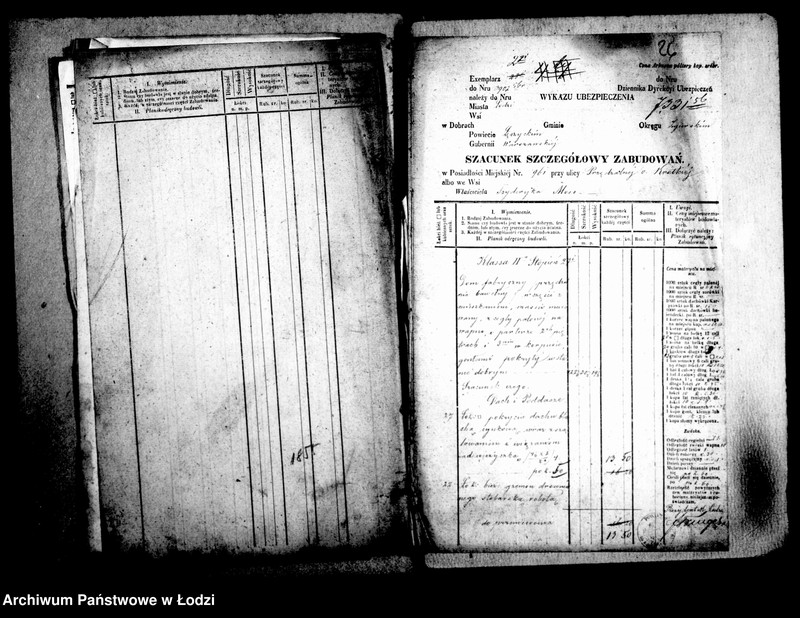 Obraz 18 z jednostki "[Ubezpieczenia - szacunki szczegółowe zabudowań na obszarze Łodzi]"