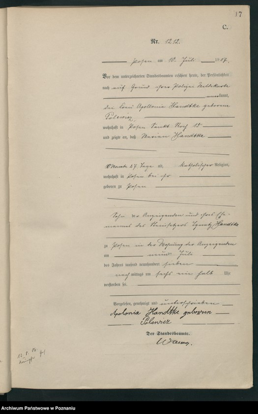 Obraz 19 z jednostki "Księga miejscowa zgonów tom III [Rejestr główny zgonów]"