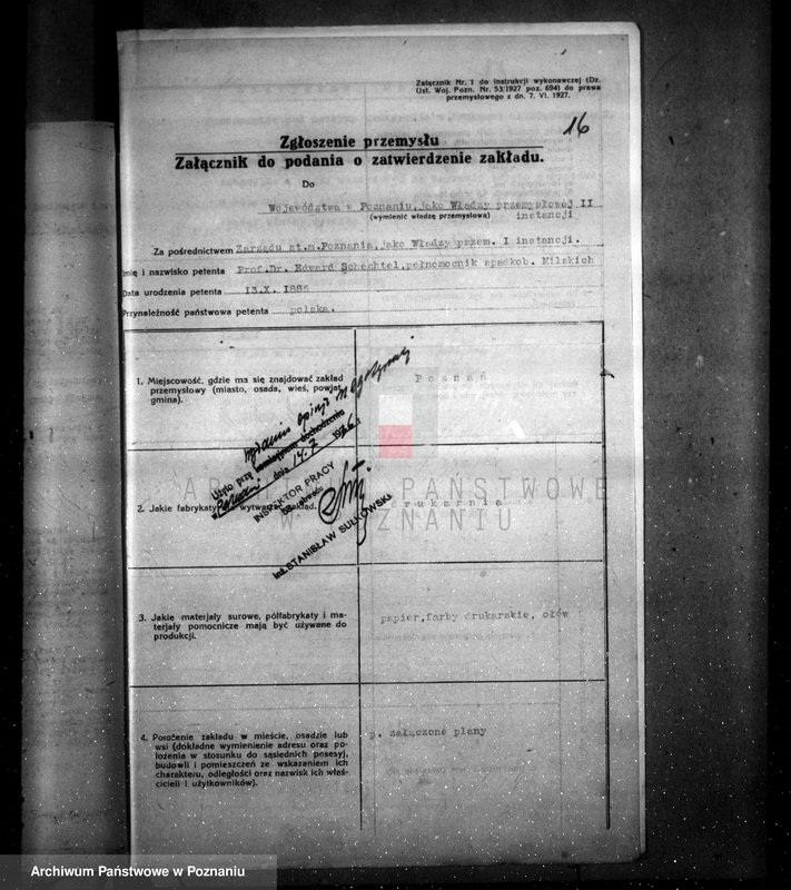 Obraz 20 z jednostki "Zatwierdzenie zakładu przemysłowego /Drukarni Wielkopolskiej/ dr Edward Schechtel spadkobierca Milskich w Poznaniu"