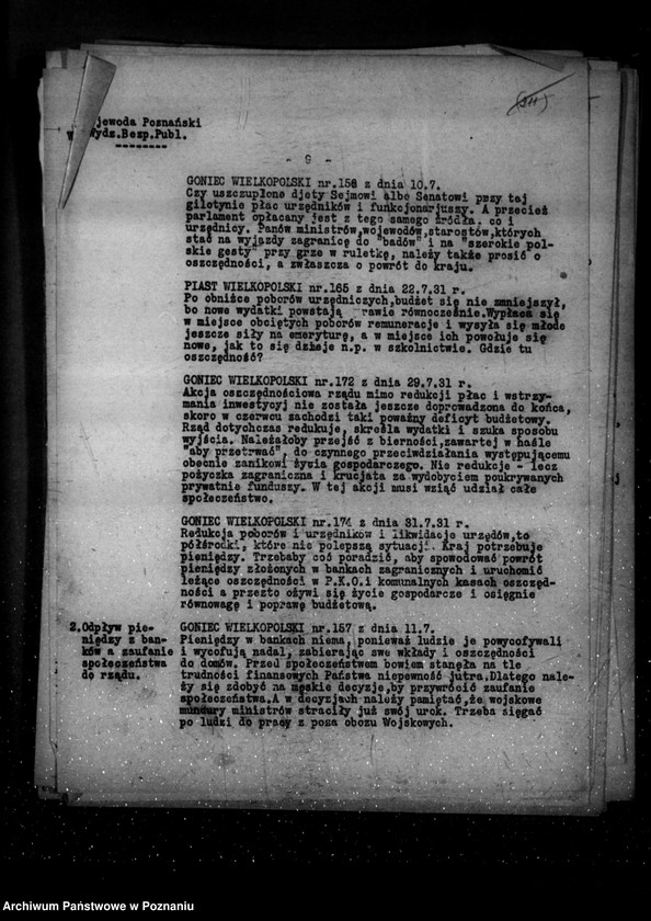Obraz 13 z jednostki "Sprawozdania sytuacyjne z legalnego ruchu polityczno-społecznego za miesiące lipiec, sierpień, wrzesień 1931 r."