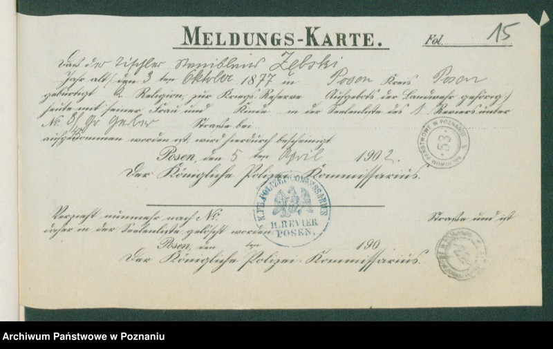 Obraz 17 z jednostki "[Dokumenty dostarczone przez narzeczonych do zawarcia związku małżeńskiego za 1902 rok. Tom VI]"