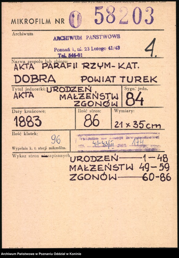 Obraz 2 z jednostki "Księga urodzeń, małżeństw, zgonów"