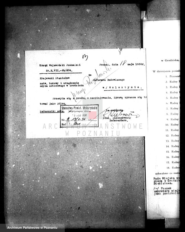 Obraz 18 z jednostki "Zatwierdzenie zakładu przemysłowego młyna motorowego St. Krajewskiego w Grodzisku, pow. nowotomyski"