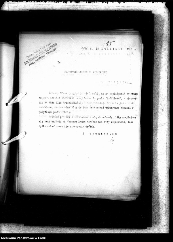 Obraz 18 z jednostki "Korespondencja Ogrodnika Miejskiego i odwrotnie"