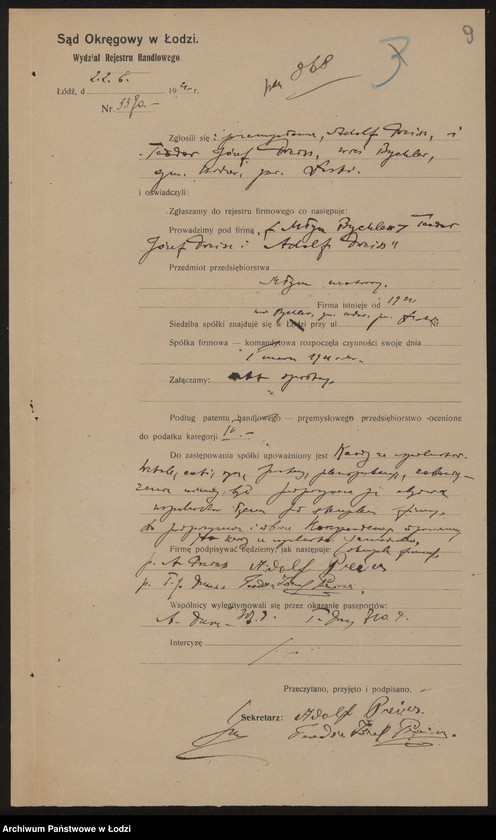 Obraz 11 z jednostki "Teodor i Adolf Preiss Młyn Bychlew – prowadzenie młyna motorowego"