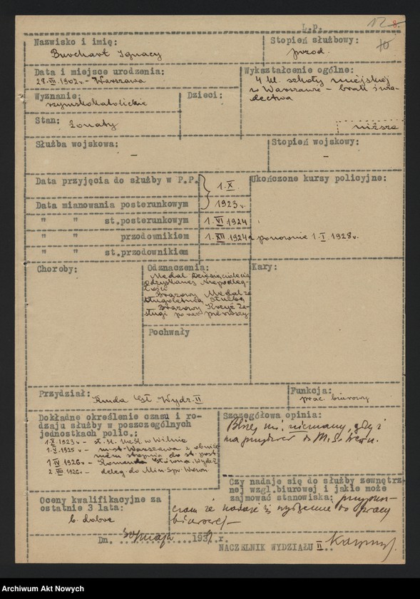 image.from.unit.number "Szeregowi Policji Państwowej zatrudnionych w Wydziale III Komendy Głównej Policji Państwowej, cz. II. Opinie."