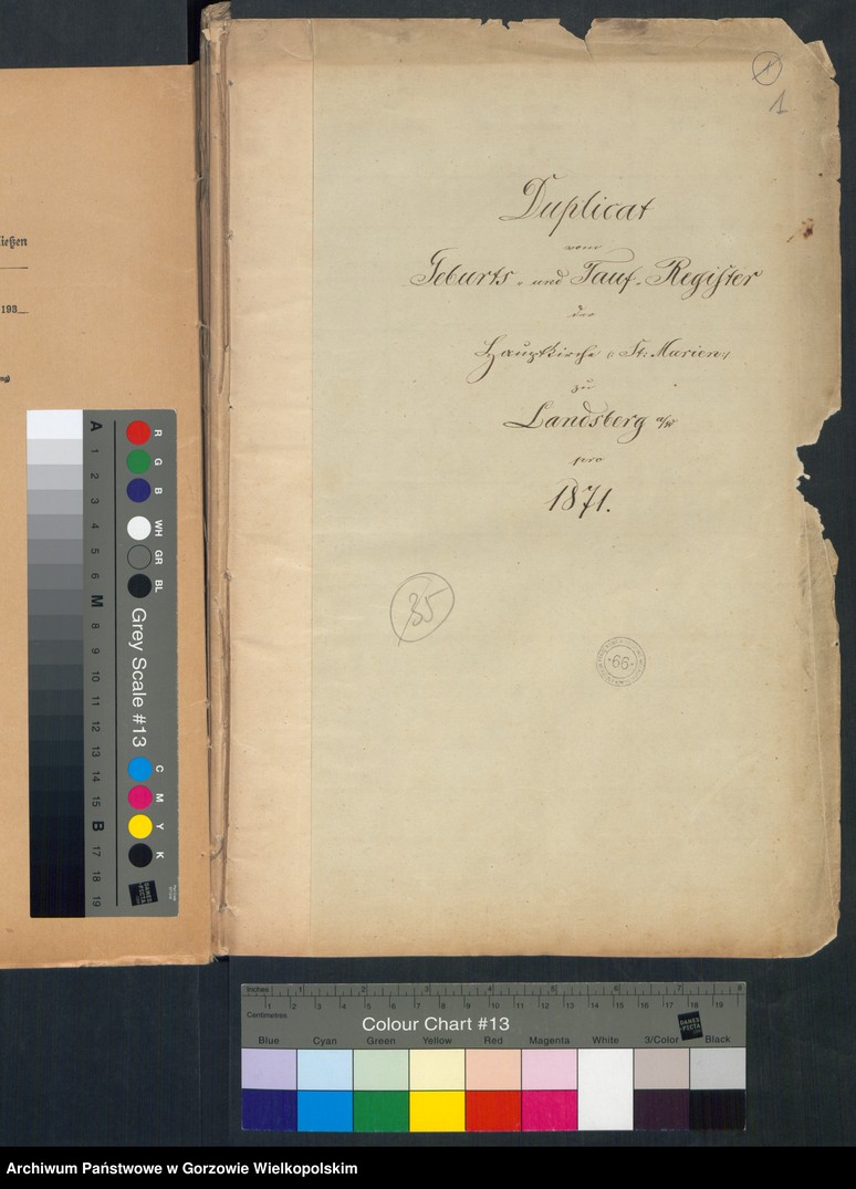 image.from.unit.number "Duplikate der Hauptkirche zu Landsberg an der Warthe (zawiera też księgę zgonów Konkordien, reformirte und Militair Kirchen Gemeinde z 1871 r.)"