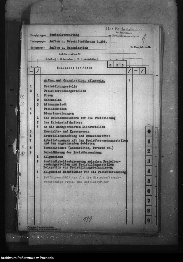 Obraz 5 z jednostki "Aktenplan der - Preisbildungsstelle"