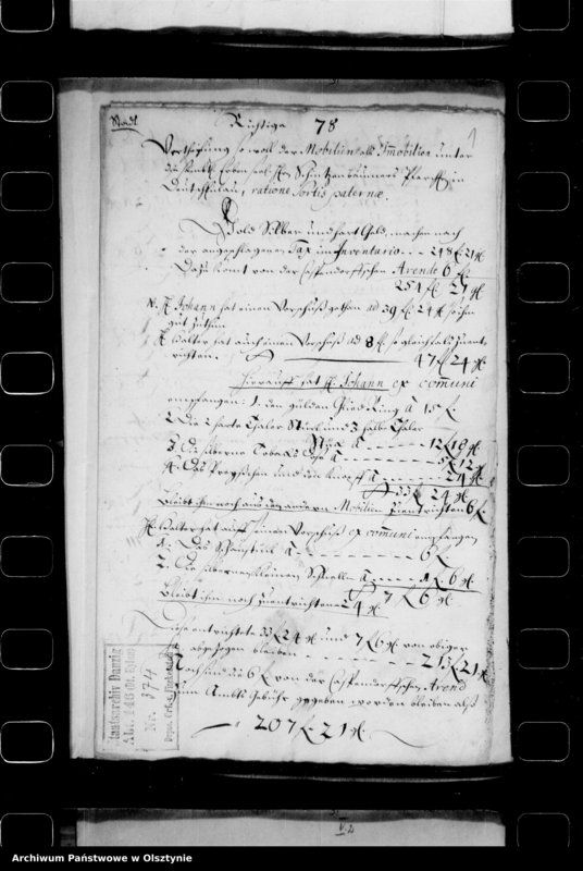 image.from.unit.number "Erbteilung unter die Erben des seeligen Schintzenbäumers, Pfarrers in Deutsch Eylau"