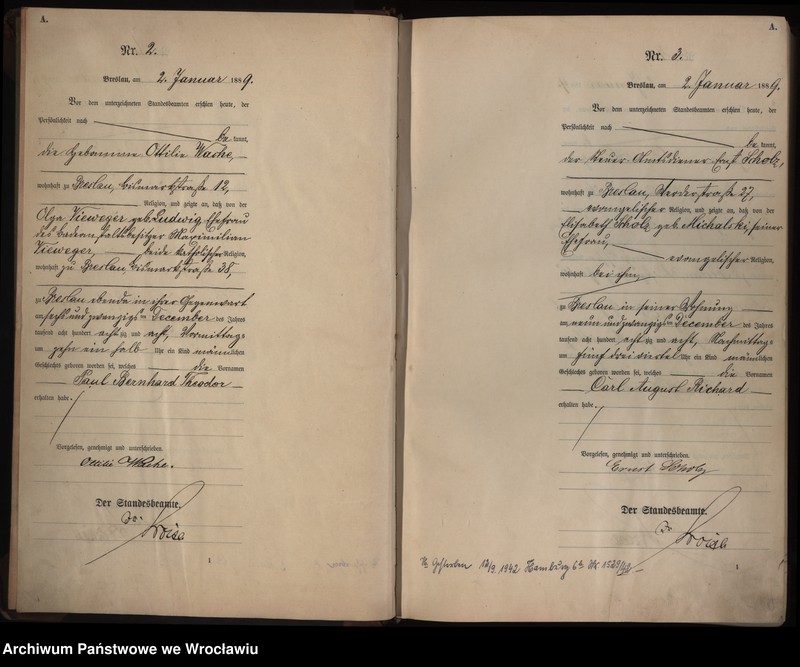 image.from.unit.number "Geburts-Haupt-Register Breslau I 1889 Band 1"