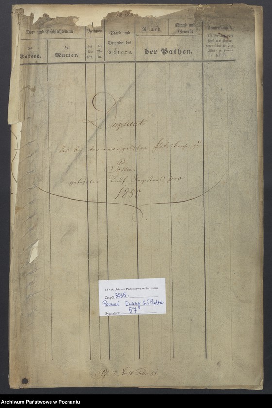 Obraz 2 z jednostki "Duplikat des Taufregisters"