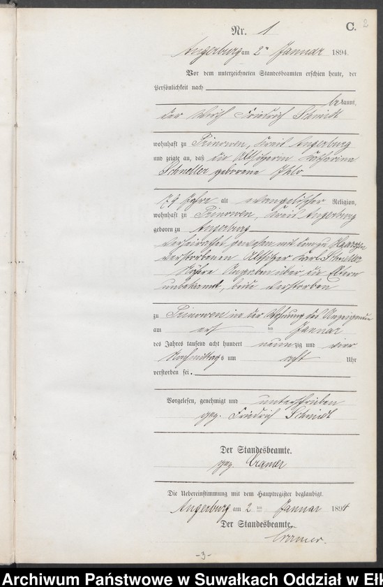 Obraz 5 z jednostki "Sterbe-Neben-Register des Preussischen Standes-Amtes Angerburg Kreis Angerburg"