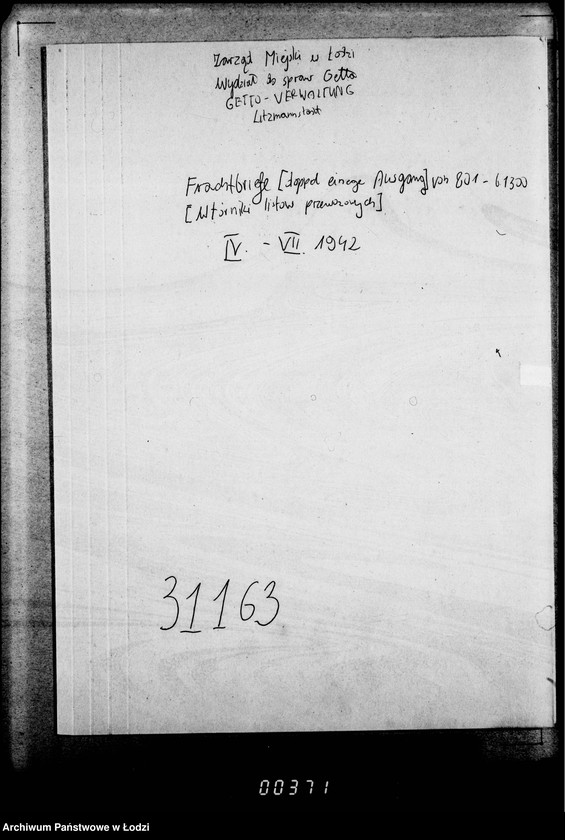 Obraz 4 z jednostki "Frachtbriefe [doppel einige Ausgang] vom 801-1300. [Wtórniki listów przewozowych]"