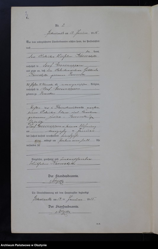 Obraz 4 z jednostki "Sterbe-Haupt-Register Nr 1 - 40"