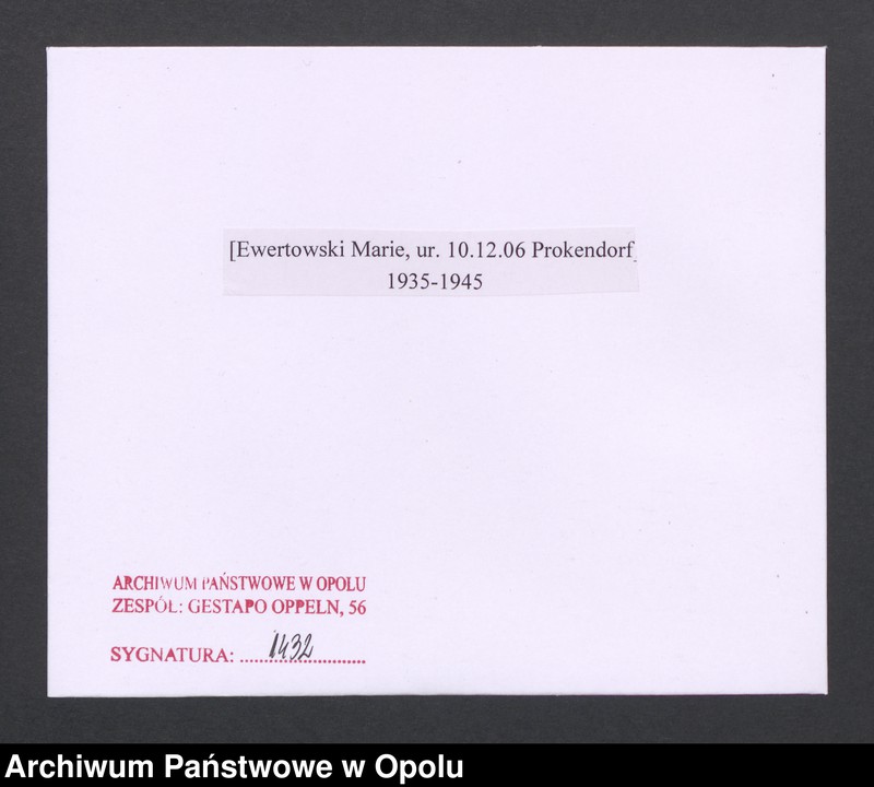 Obraz 2 z jednostki "[Ewertowski Marie, ur. 10.12.1906 Prokendorf]"