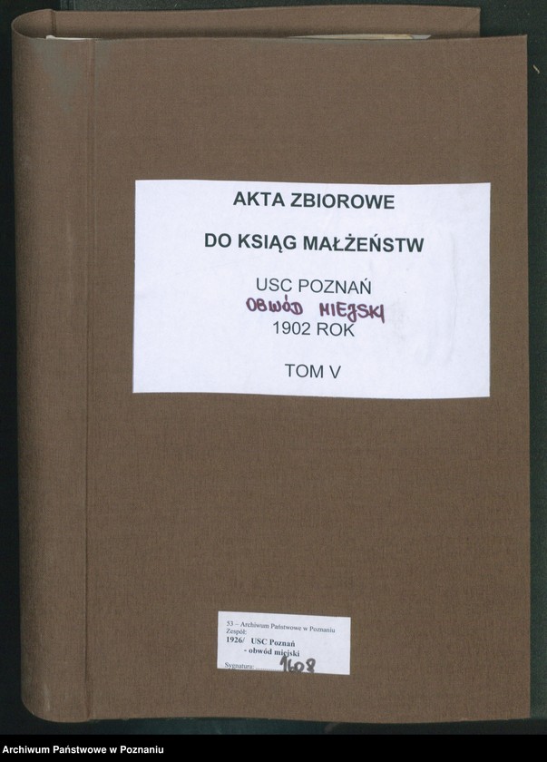 Obraz 2 z jednostki "[Dokumenty dostarczone przez narzeczonych do zawarcia związku małżeńskiego za 1902 rok. Tom V]"
