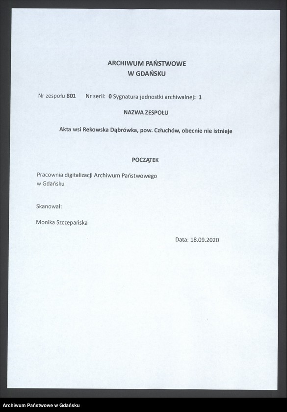 image.from.team "Akta wsi Rekowska Dąbrówka, pow. Człuchów, obecnie nie istnieje"