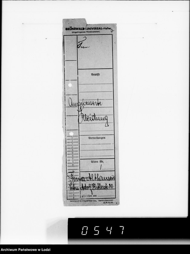 Obraz 11 z jednostki "Firma Eugen Althausen Litzmannstadt VIII [Zamówienia, rachunki, listy przesyłkowe]"
