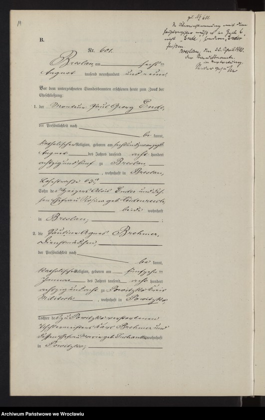 image.from.unit.number "Heiraths-Haupt-Register Breslau II 1909 Band 4"