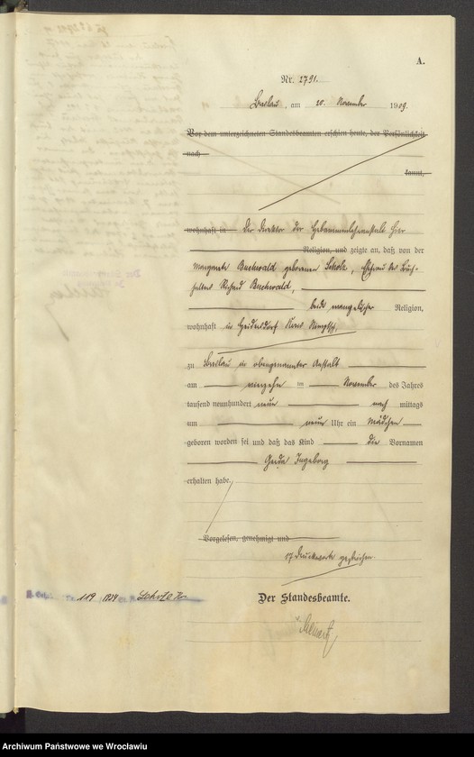 image.from.unit.number "Geburts-Haupt-Register Breslau IV 1909 Band 8"