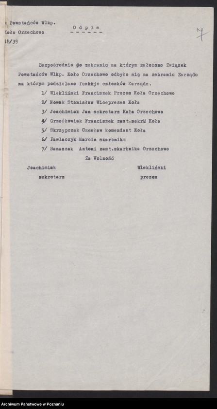 Obraz 10 z jednostki "Orzechowo, powiat Września - akta koła."