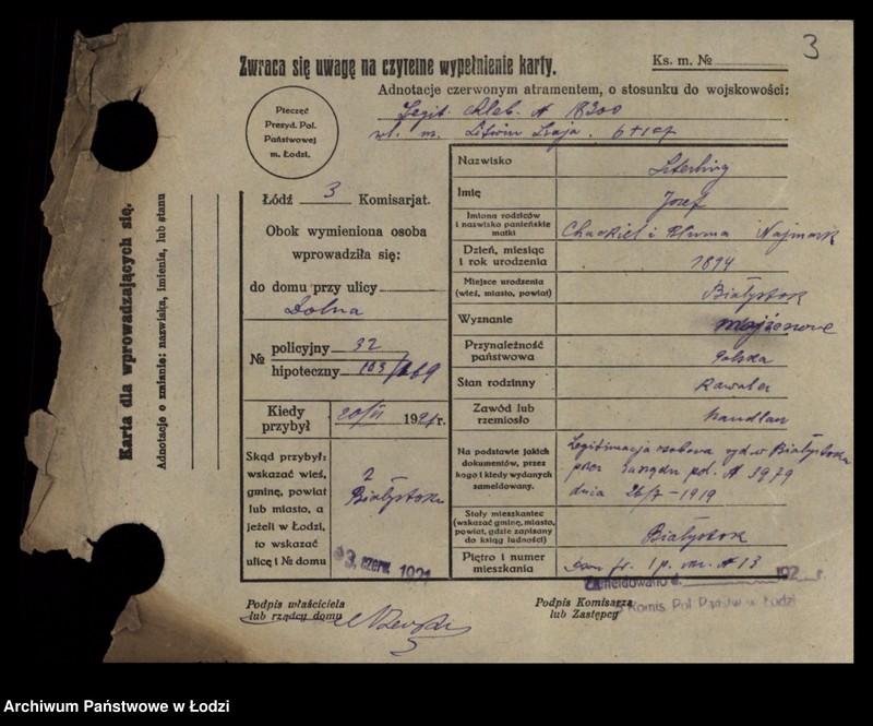 Obraz 5 z jednostki "[Spis ludności Łodzi] Szterling-Sztikert"