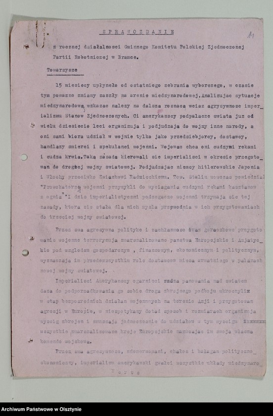 image.from.unit.number "Protokoły zebrań wyborczych /1950-1951/, posiedzeń plenarnych, egzekutywy, narad aktywu partyjnego, plany pracy, sprawozdania, ankiety sprawozdawcze /1949-1954/ Komitetu Gminnego PZPR"