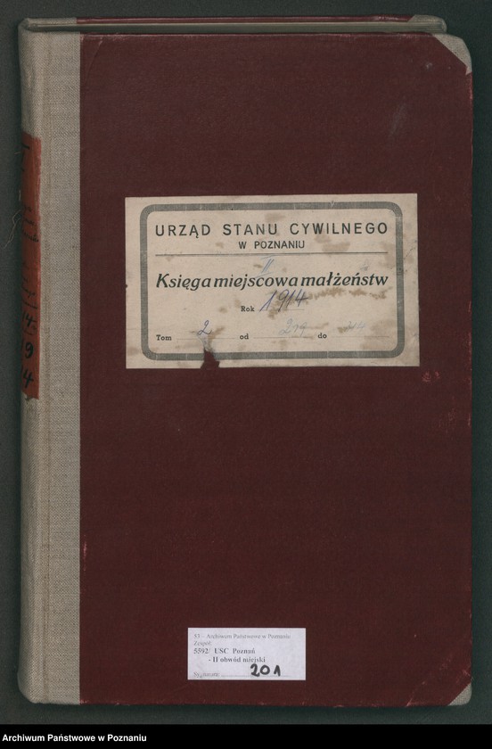 Obraz 2 z jednostki "Księga miejscowa małżeństw tom II [Rejestr główny małżeństw]"