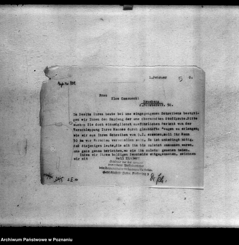 Obraz 9 z jednostki "Korespondencja w sprawie miejscowych Niemców, którzy zginęli w 1939 roku"