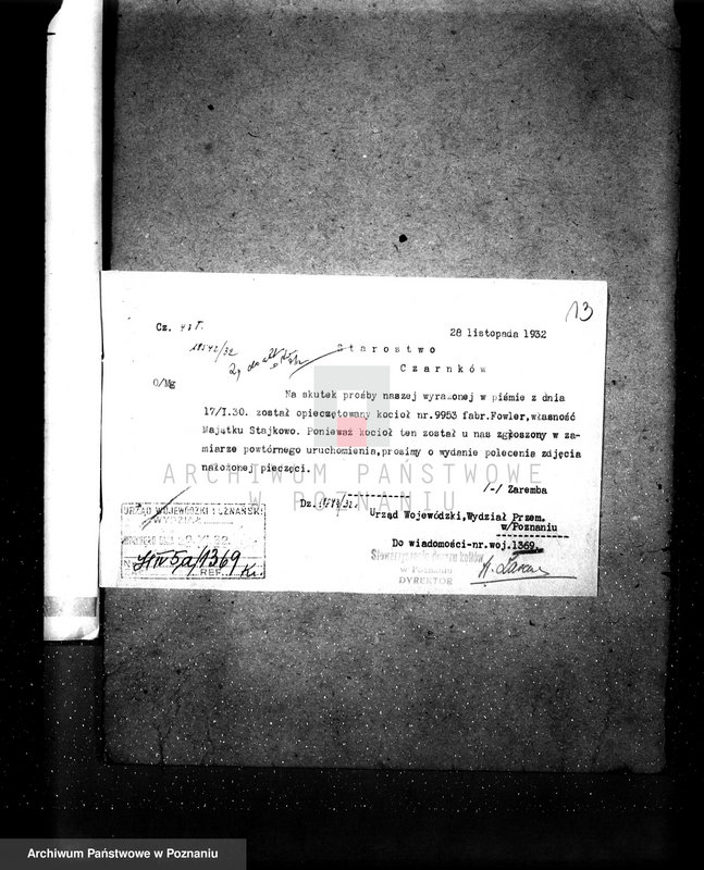 Obraz 18 z jednostki "Suszarnia płatków ziemniaczanych W. Raczyńskiego w Stajkowie pow. czarnkowski kocioł nr woj. 1369"