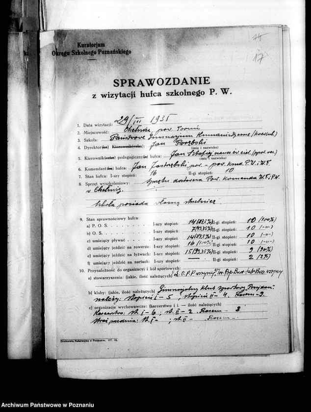 Obraz 20 z jednostki "[Sprawozdania roczne ze sprawności fizycznej członków hufca szkolnego P.W.]"