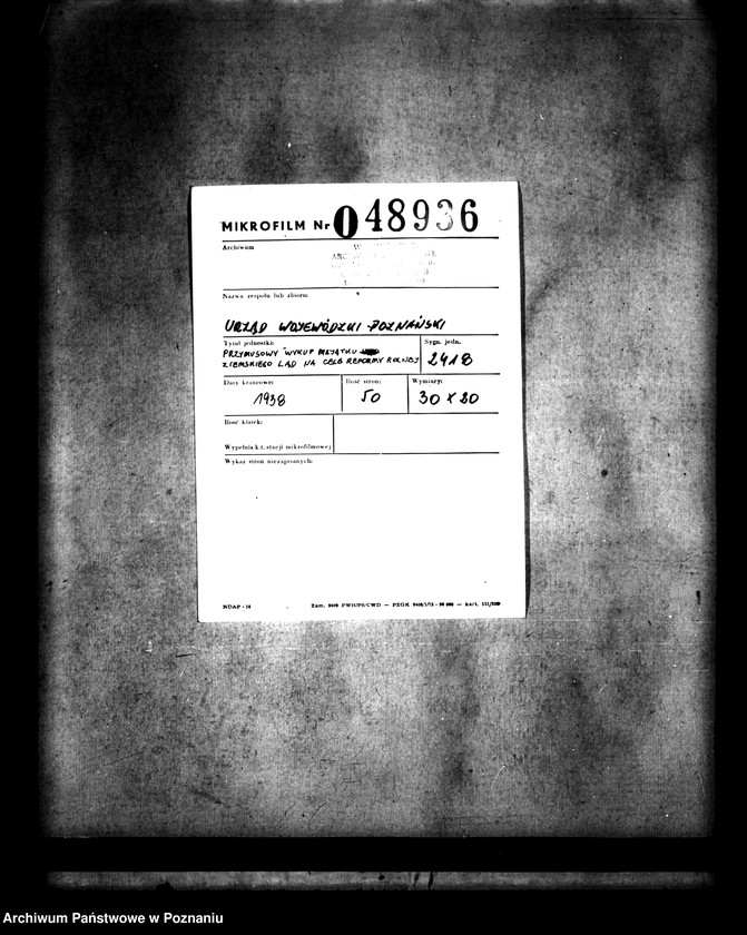 Obraz 2 z jednostki "Przymusowy wykup majątku ziemskiego Ląd na cele reformy rolnej"