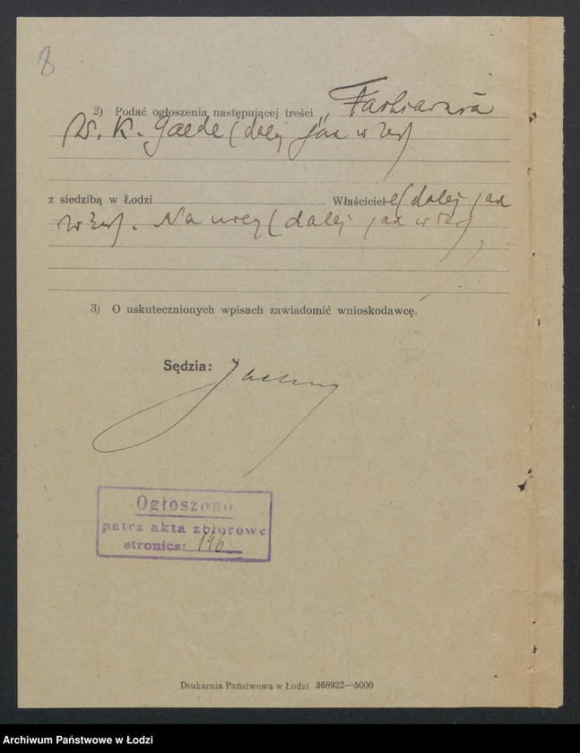 Obraz 10 z jednostki "Farbiarnia W.K.Paede- prowadzenie farbiarni"