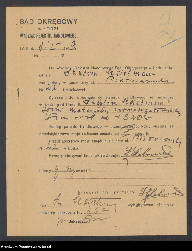 Obraz 4 z jednostki "Szulim Edelman – sprzedaż mat. introligatorskich"