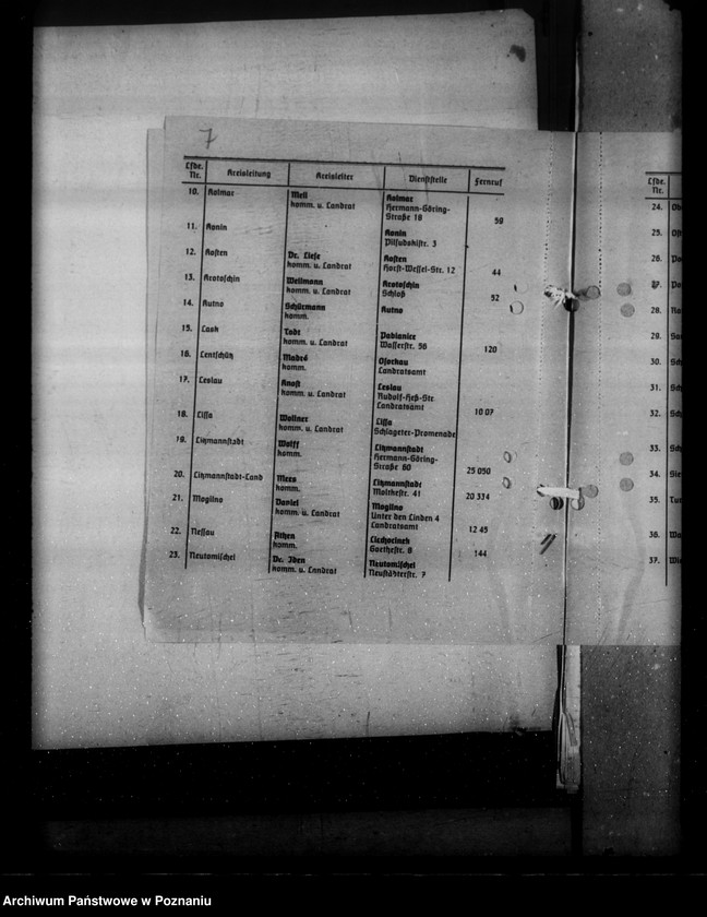 Obraz 11 z jednostki "Verzeichnis von Behördenadressen"