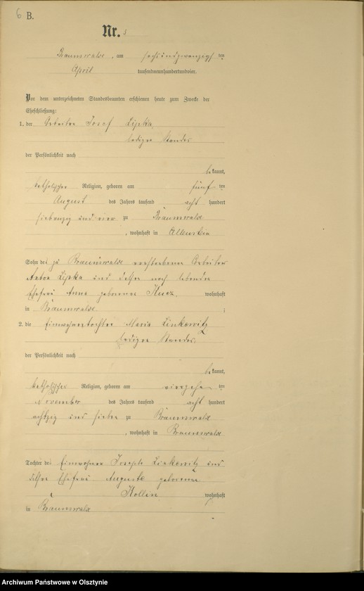 image.from.unit.number "Heiraths-Haupt-Register Nr 1 - 19"