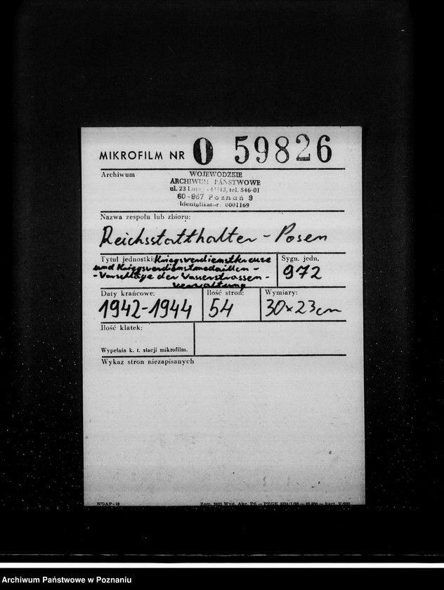 Obraz 2 z jednostki "Kriegsverdienstkreuze und Kriegsverdienstmedaillen- Vorschläge der Wasserstrassenverwaltung"