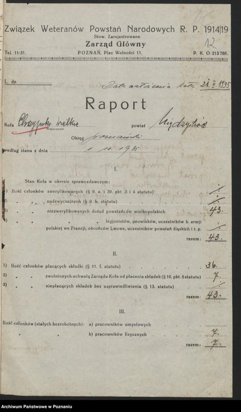 Obraz 13 z jednostki "Chrzypsko Wielkie, powiat Międzychód akta koła."