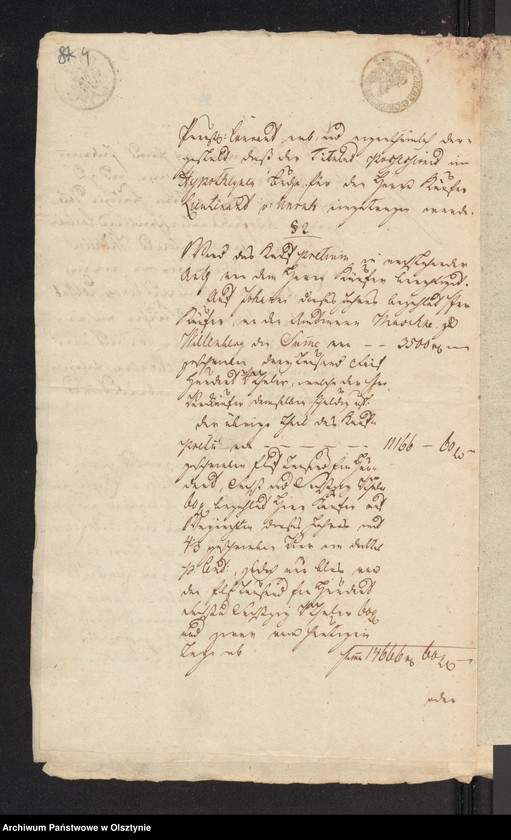 image.from.unit.number "In S. [Sachen] des Lieutenants Wilhelm Samuel Sigismund Boguslav von Lietzen. Den Verkauf seines adeliche Guts Lippau [Lipowo] H. [Haupt] Amts Neidenburg [Nidzica], am den Lieutnant George Gottlieb Wilhelmn von Unruh"