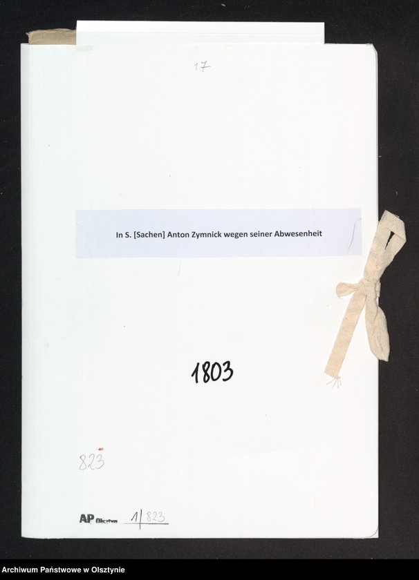 image.from.unit.number "In S. [Sachen] Anton Zymnick wegen seiner Abwesenheit"