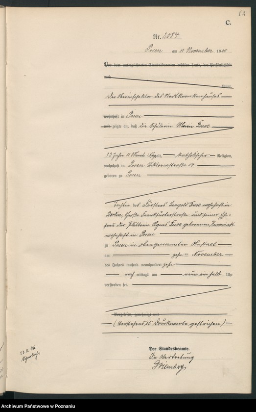 Obraz 14 z jednostki "Księga miejscowa zgonów tom V [Rejestr główny zgonów]"