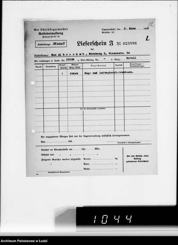 Obraz 16 z jednostki "Werkzeugmaschinen.[Korespondencja w sprawie zakupu]"