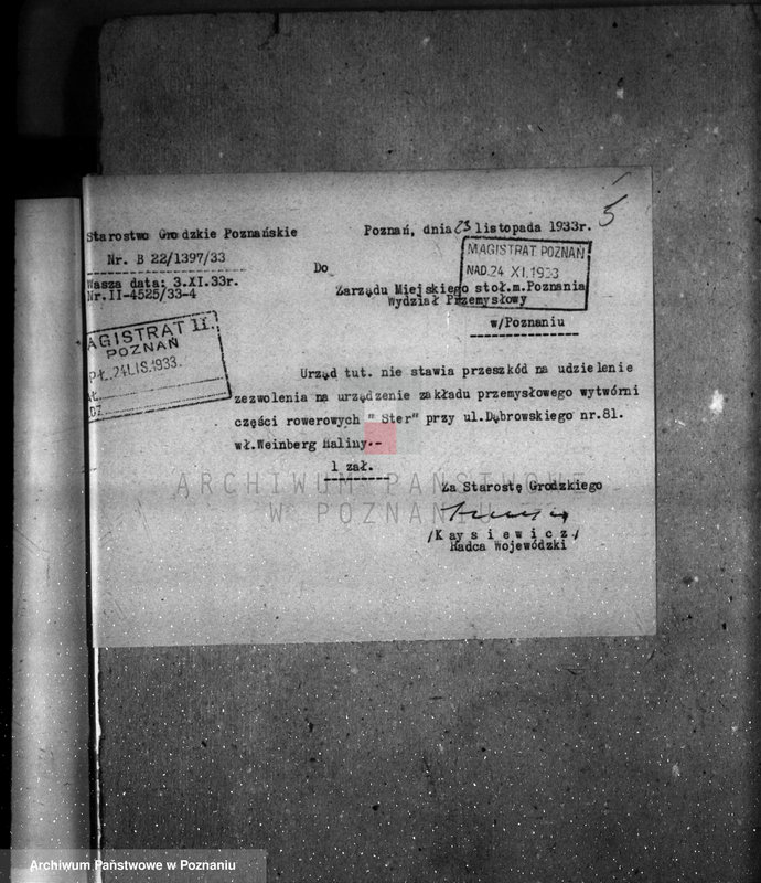 Obraz 9 z jednostki "Zatwierdzenie fabryki części rowerowych Helminy Weinberg w Poznaniu"