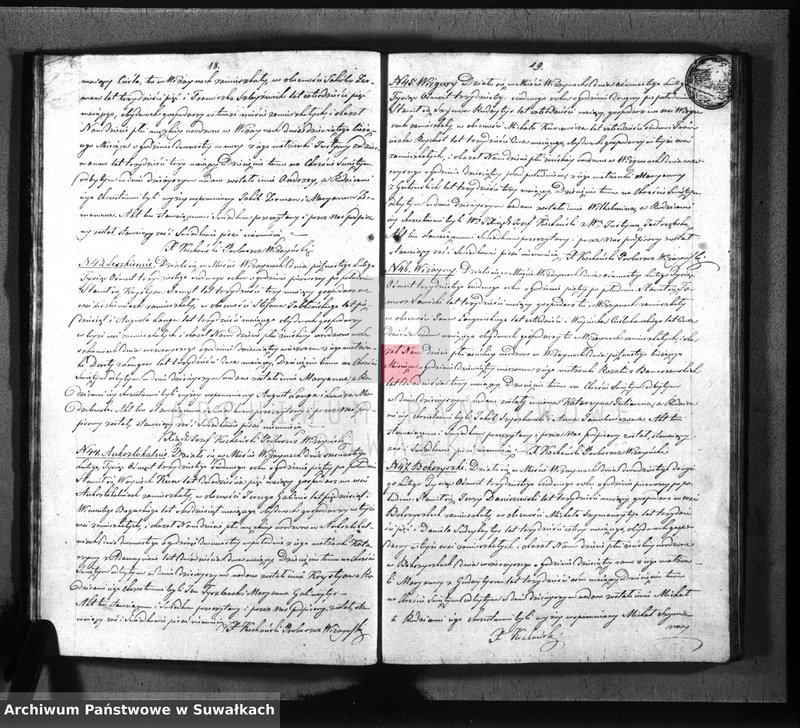 image.from.unit.number "Księga duplikat urodzenia, małżeństw i zejscia parafii wiżayńskiey z roku 1837"