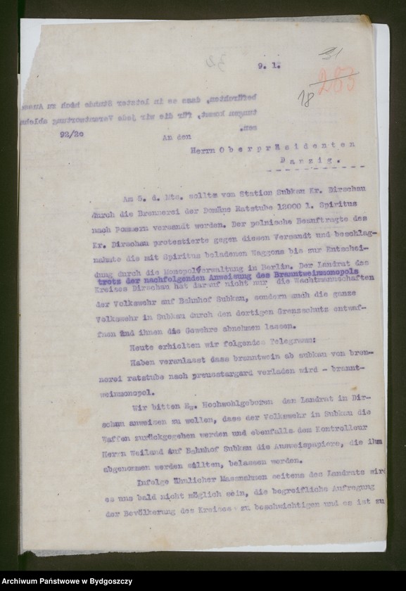 image.from.unit.number "[Korespondencja z nadprezydentem Prowincji Prus Zachodnich]"