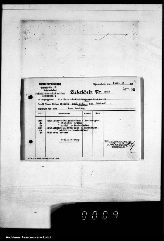 Obraz 7 z jednostki "[Dowody dostawy umundurowania dla] Heeresbekleidungsamt Berlin II"