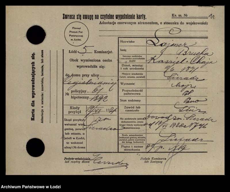 Obraz 13 z jednostki "[Spis ludności Łodzi] Lajfe-Łakomicki"